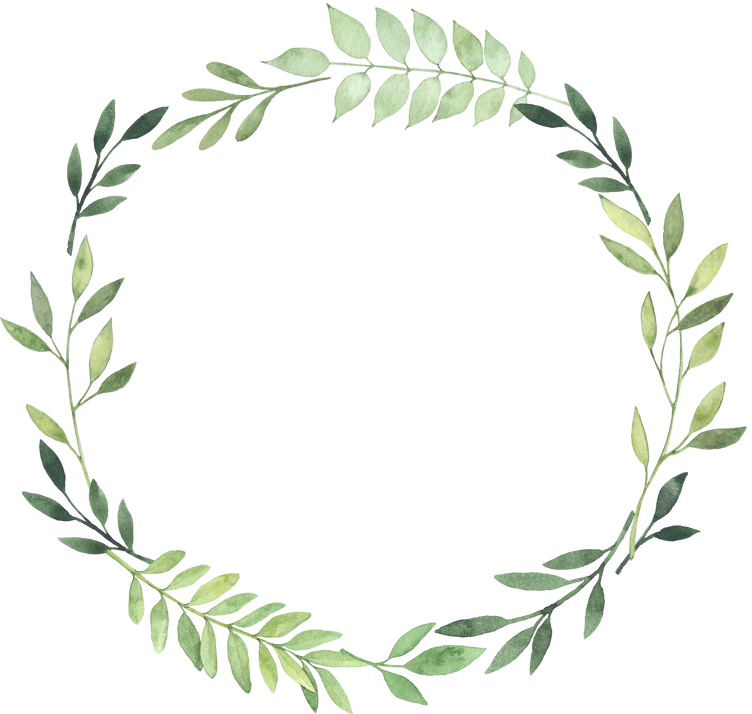 Botanical wreath with eucalyptus, ferns, branches and green leaves